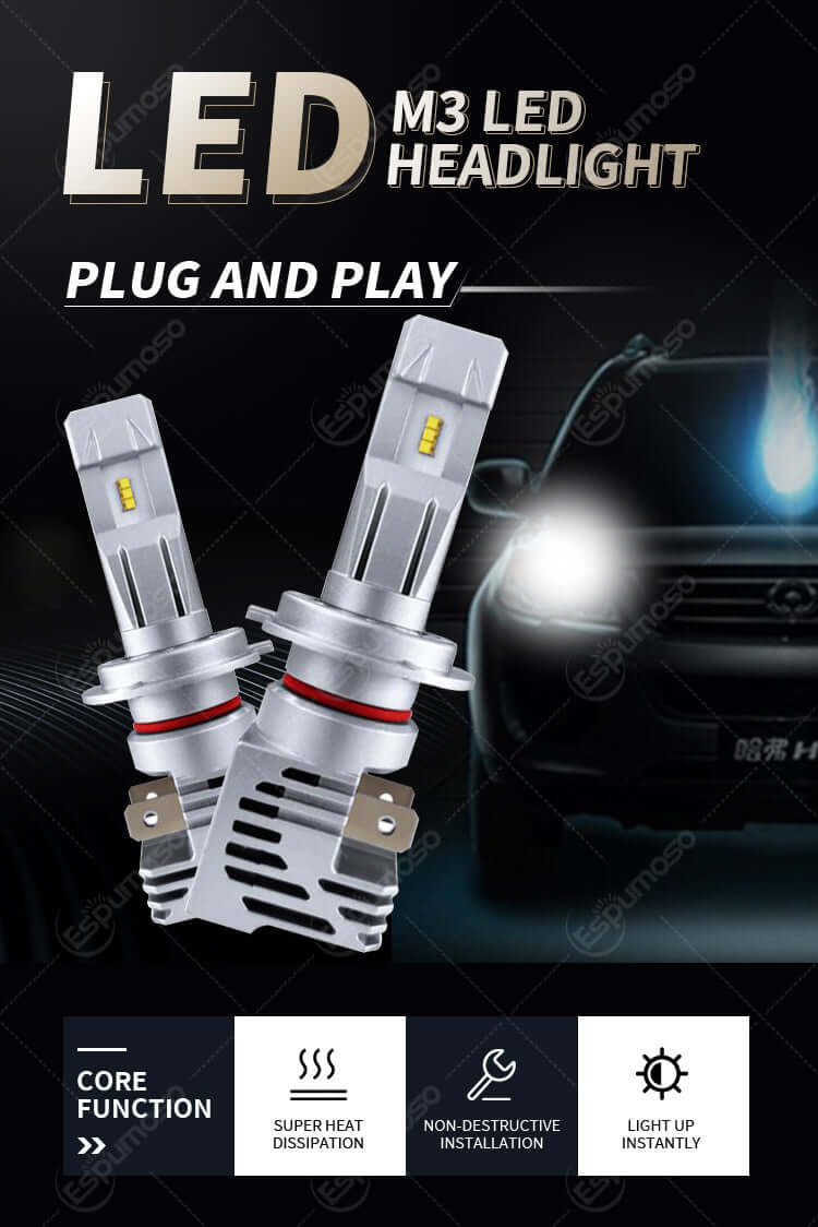 Kit 2 x Becuri LED H7, M3, 5000lm, 6500K, 12V 24V, 50W, Pentru Masina, Motocicleta, Camoiane