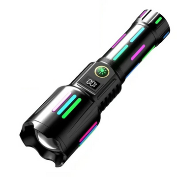 Lanterna tactica profesionala 6500lm, 26650mah baterie, afiseaza nivelul bateriei, incarcare tip-C, Zoom - SoareOnline