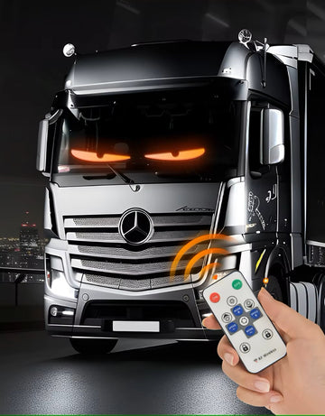 Set 2x Benzi LED Auto Programabile 10x38 cm - Afisaj Text & Efecte Dinamice, Control prin Aplicatie, IP65 Waterproof, USB, Negru - Devil Eyes Interior/Exterior