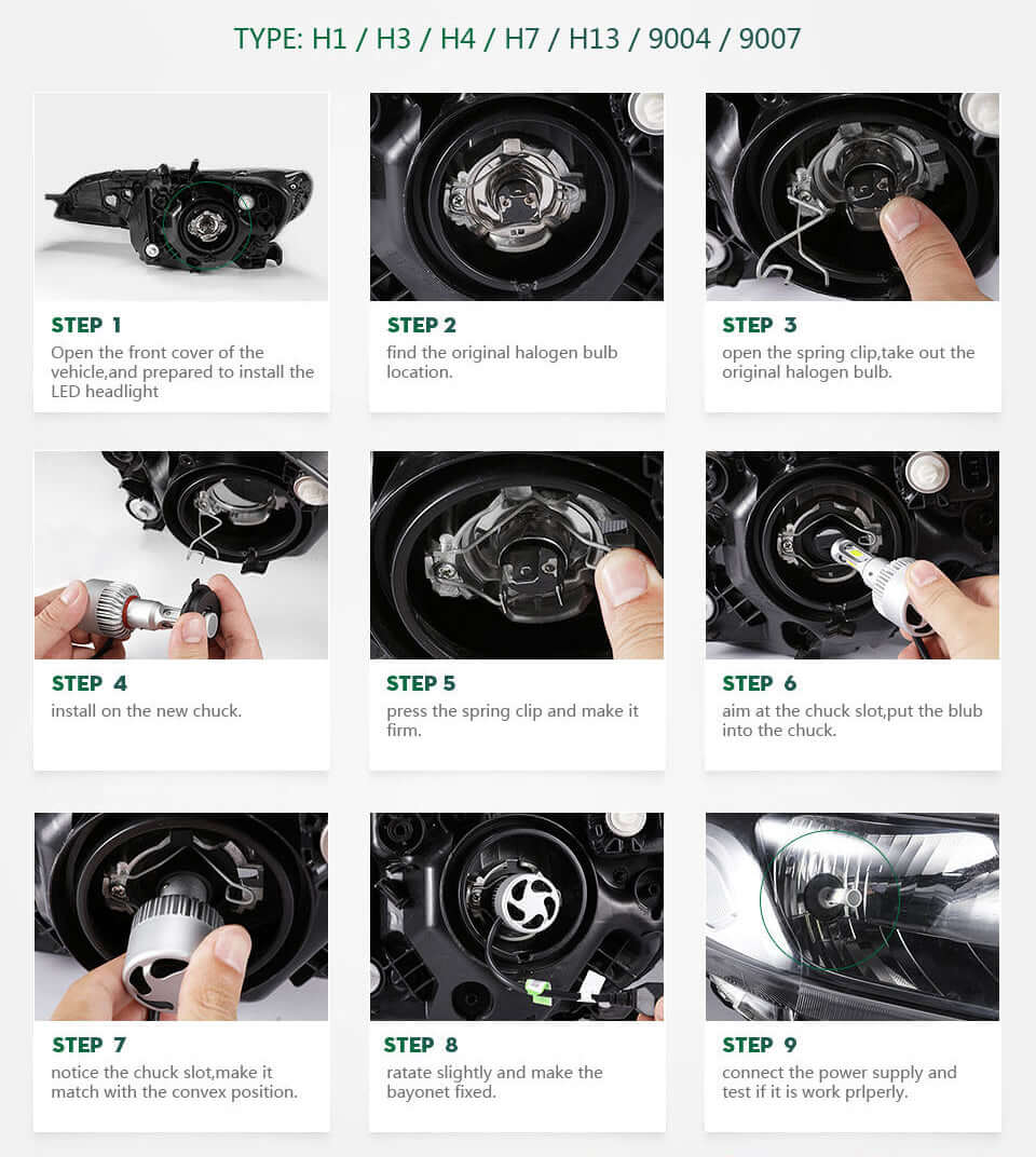 Set 2 LED-uri Auto H7 6500K 72w8000 lumeni
