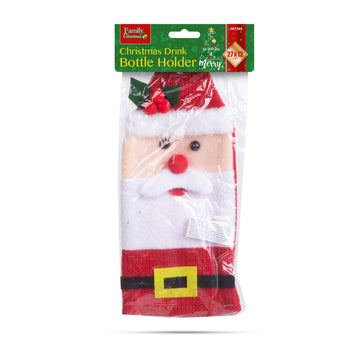 Suport sticle de băutură de Crăciun - Om de zăpadă 3D - poliester - 27 x 12 cm