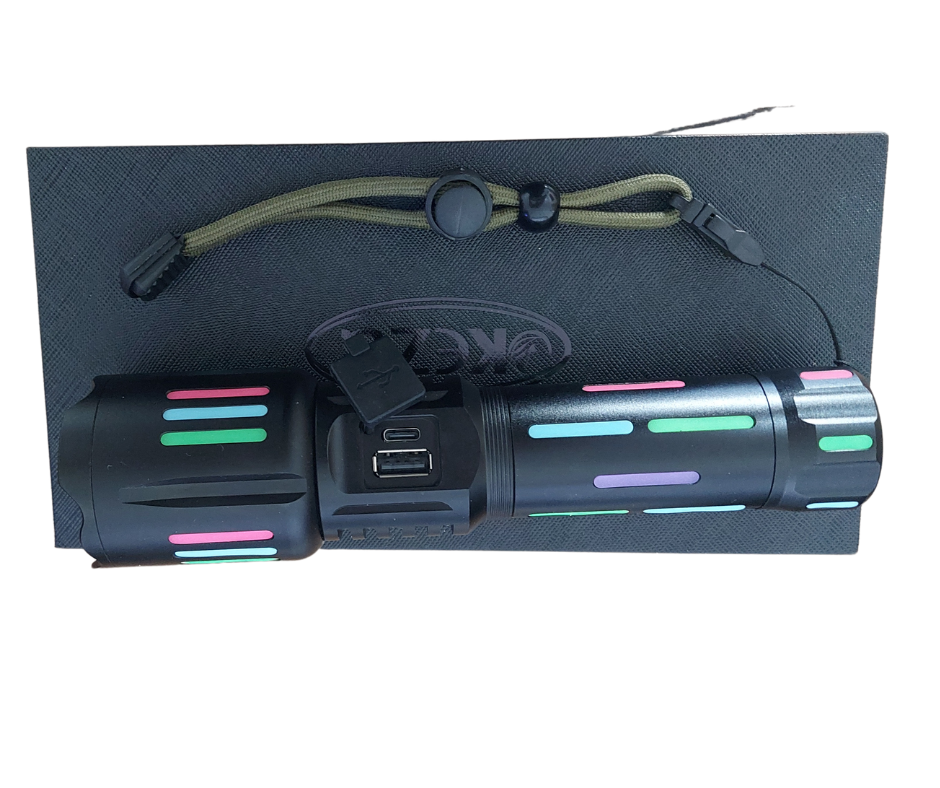Lanterna tactica profesionala 6500lm, 26650mah baterie, afiseaza nivelul bateriei, incarcare tip-C, Zoom - SoareOnline