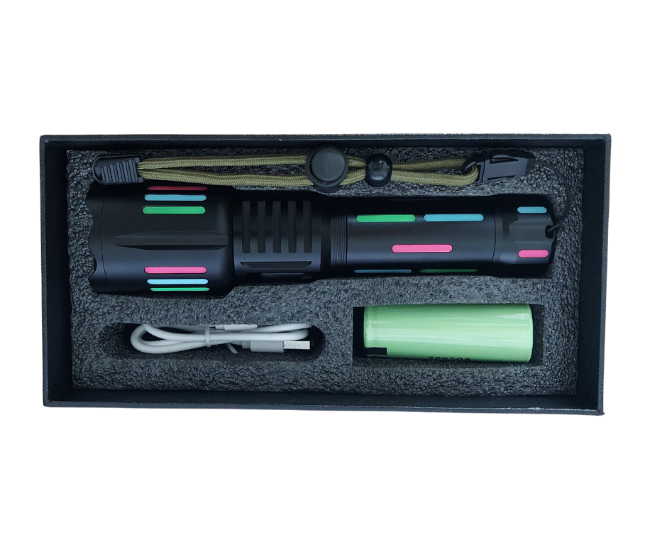 Lanterna tactica profesionala 6500lm, 26650mah baterie, afiseaza nivelul bateriei, incarcare tip-C, Zoom - SoareOnline