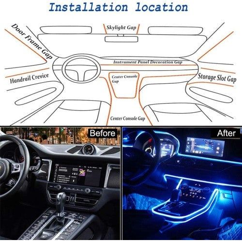 Banda LED SOARE® auto, lumini ambientale premium, lungime 5M, aplicatie dedicata iOS, Android, accesorii instalare incluse , pentru VW, Audi si BMW - SoareOnline