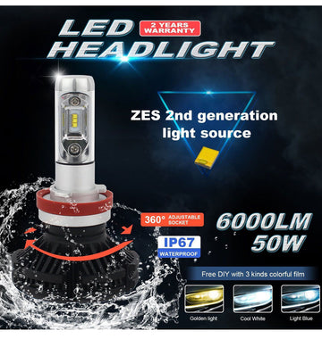 Becuri auto cu led H7 model X3 , 6000 LM , 50W, peste 30.000 ore functionare, 9 - 32V
