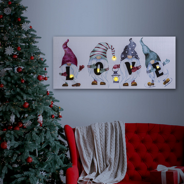 Tablou cu LED - LOVE - cu agățătoare, 2 baterii AA - 30 x 70 cm (58477)