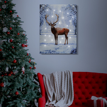 Tablou LED - cu ren - 2 baterii AA, 30 x 40 cm (58475)