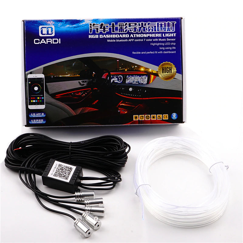 Banda LED SOARE® auto, lumini ambientale premium, lungime 5M, aplicatie dedicata iOS, Android, accesorii instalare incluse , pentru VW, Audi si BMW - SoareOnline