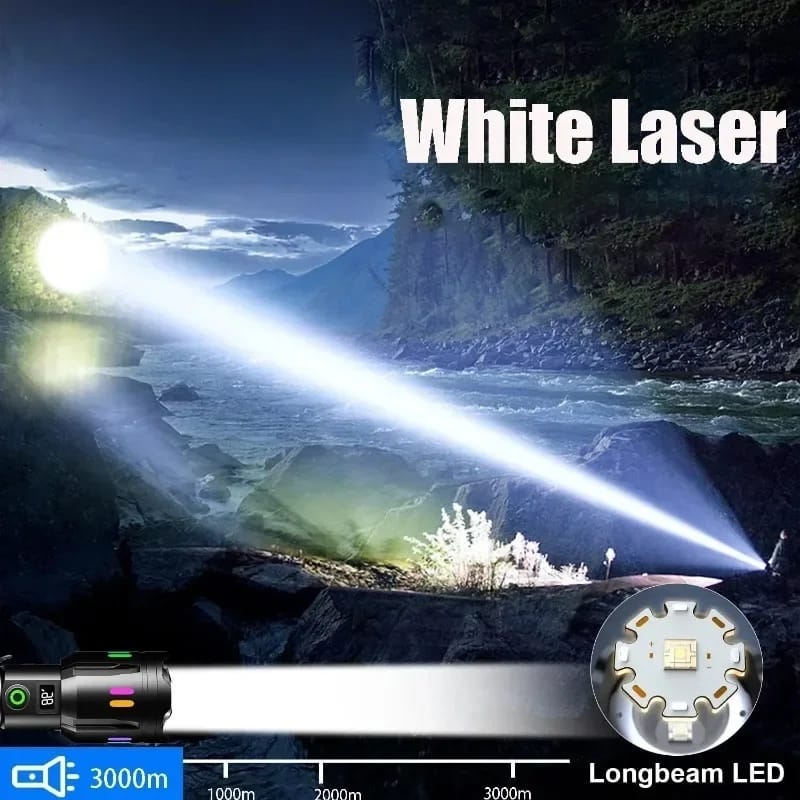 Lanterna tactica profesionala 6500lm, 26650mah baterie, afiseaza nivelul bateriei, incarcare tip-C, Zoom - SoareOnline