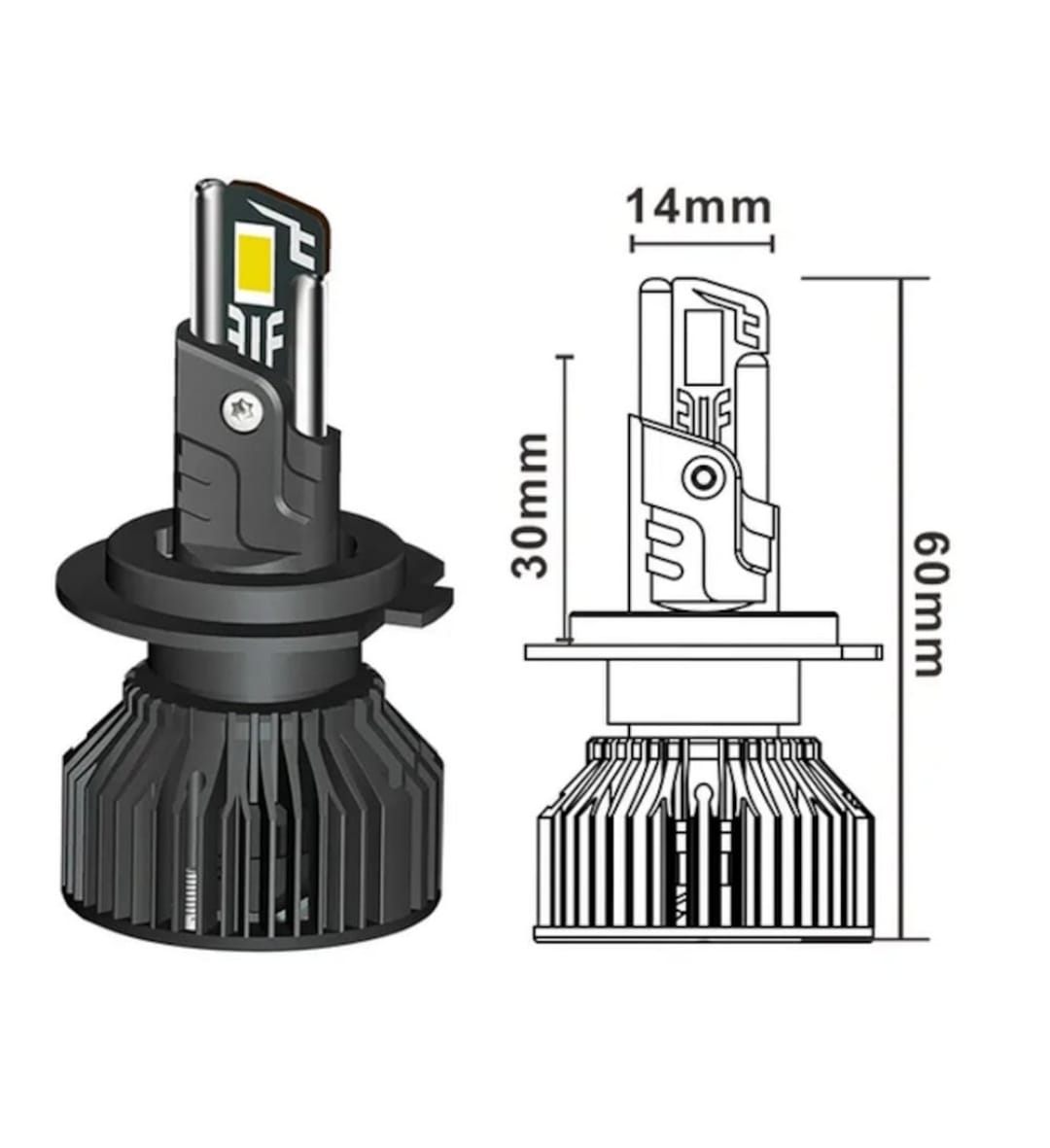 Set 2 becuri LED H7 T55 mini, 180W, Canbus, 60mm, fara eroare, 23000Lm, 6000K, +400% - SoareOnline