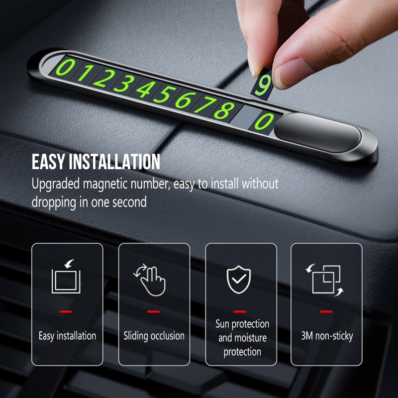 Suport premium numar telefon auto pentru parcare temporara, gri B006