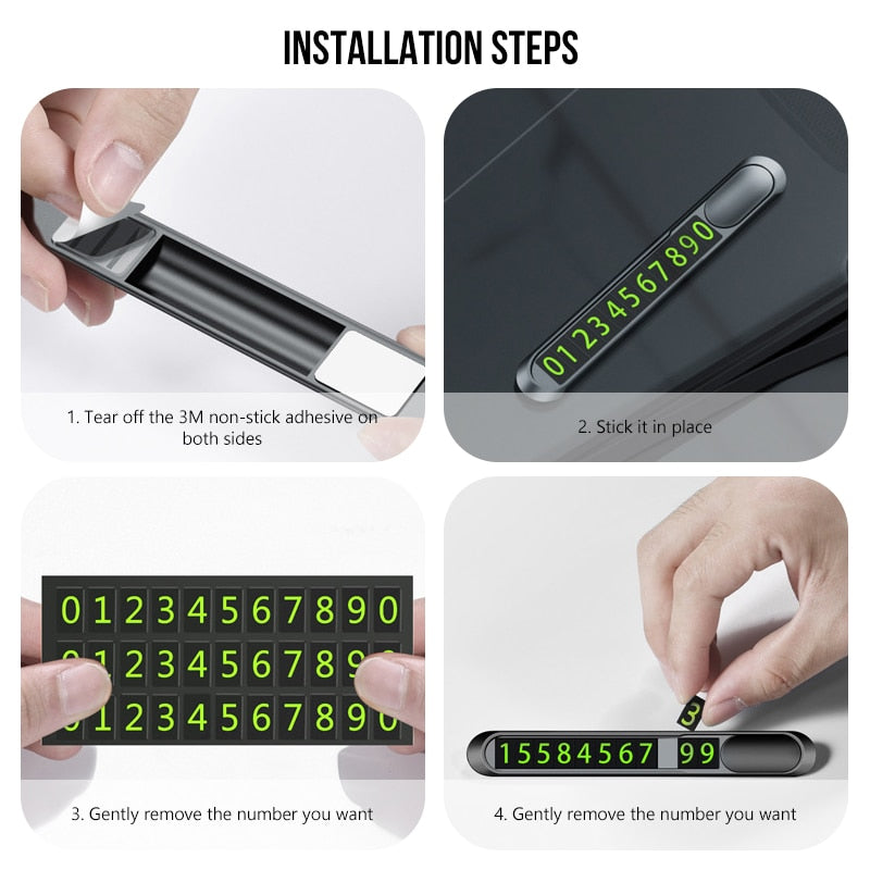 Suport premium numar telefon auto pentru parcare temporara, gri B006