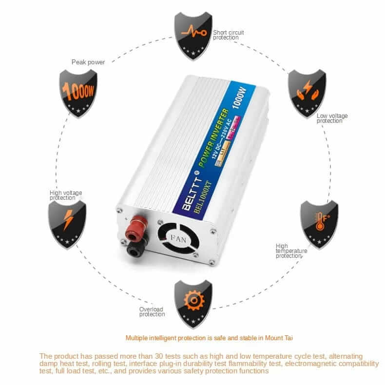 Invertor auto 1000W Belttt 12V – 230V AC, 220V BEL1000XT, sinus modificat