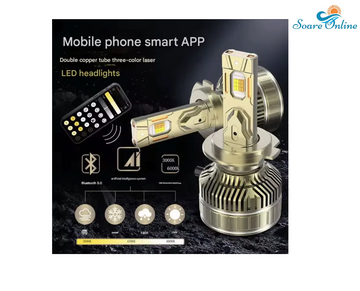 Bec auto LED H7 cu trei culori de temperatura din aplicație, 210W, 27.000LM, Control App, IP68