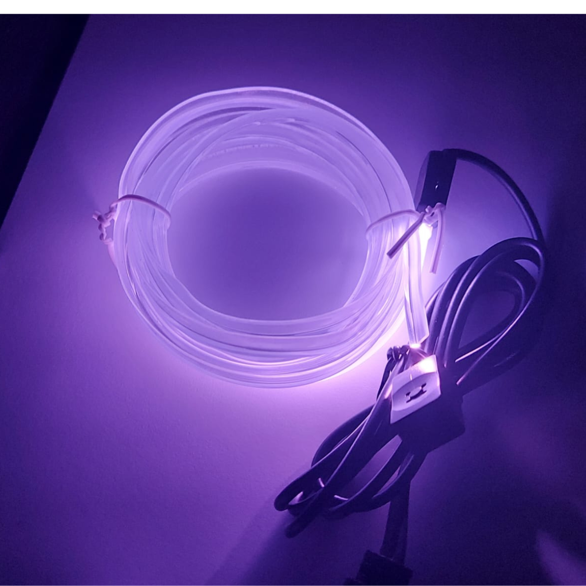 Banda LED Neon auto RGB cu 7 Culori, Alimentare USB pentru Lumini Interioare 5m