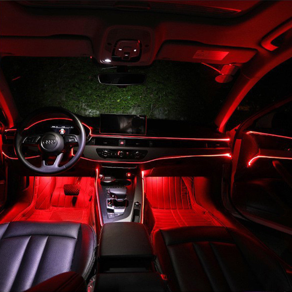 Banda LED Neon auto RGB cu 7 Culori, Alimentare USB pentru Lumini Interioare 5m