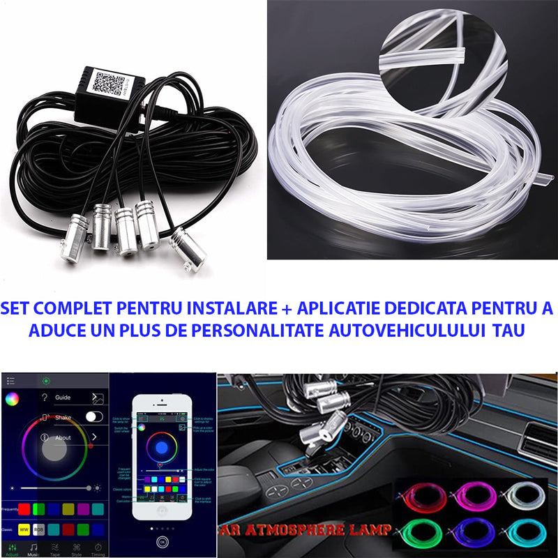 Banda LED SOARE® auto, lumini ambientale premium, lungime 5M, aplicatie dedicata iOS, Android, accesorii instalare incluse , pentru VW, Audi si BMW - SoareOnline