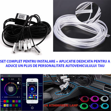 Banda LED SOARE® auto, lumini ambientale premium, lungime 5M, aplicatie dedicata iOS, Android, accesorii instalare incluse , pentru VW, Audi si BMW