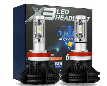 Becuri cu Led auto pentru faruri H4 super white X3 , DC 9-32V - 6000 Lumeni, IP67 chip ZES de la Philips 3000K/6500k/8000k