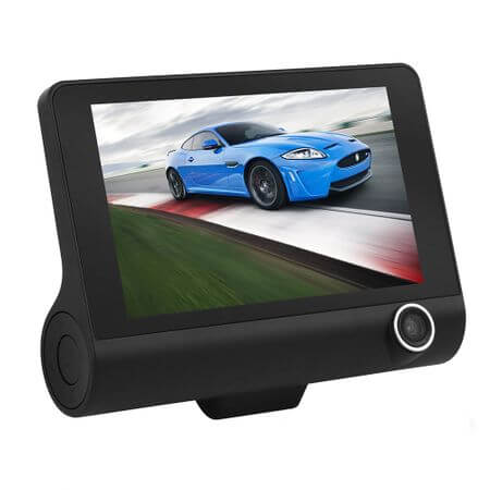 Camera auto dvr 3 Camere incluse Fata/Spate si Interior Filmare permanenta pe 2 din ele, Ecran 4 inch