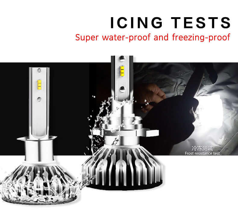 Becuri cu Led auto pentru faruri HB3/9005 super white F2 , DC 12-24V - 8000 Lumeni, IP67 6000k, led CSP