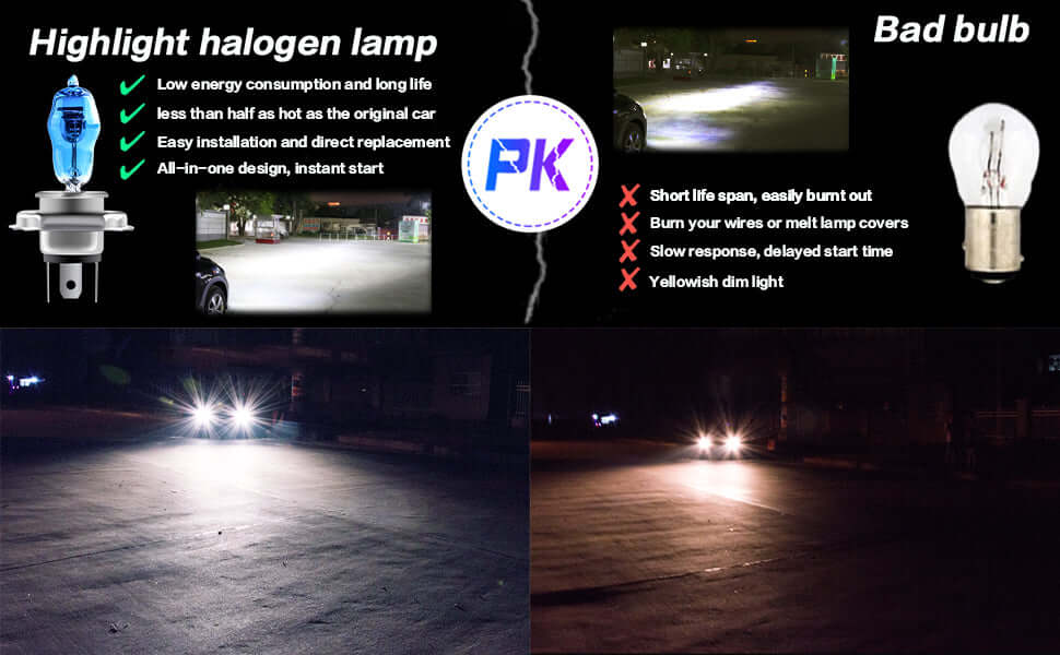 Set 2 becuri auto H4 cu halogen Skyline, lumina alba 12V, 100W pro