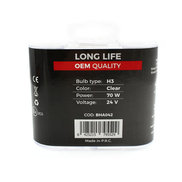 Set de 2 becuri Halogen 24V -  H3, 70W, +50% Intensitate - LONG LIFE - CARGUARD