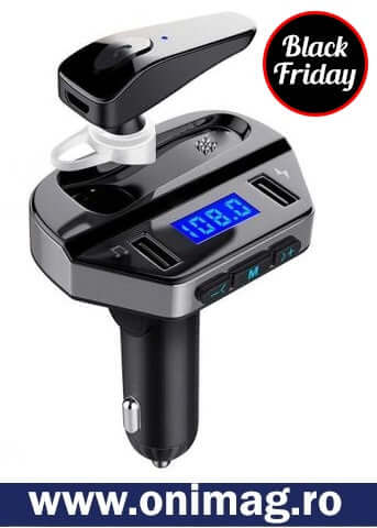 Modulator FM MP3 Player + handsfree cu casca bluetooth V4.2 V6