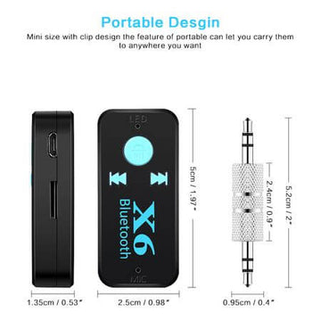 Receptor car kit auto X6 stereo Bluetooth 3.5mm aux, negru
